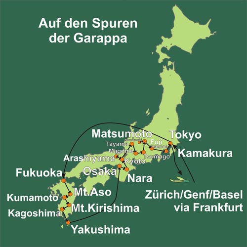 Sehen Sie die mythischen Zedernwälder von Yakushima und viele weitere Highlights auf dieser Wanderreise. Route dieser Reise