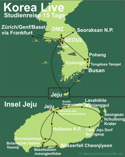 Erleben Sie Korea. Karte dieser Reise