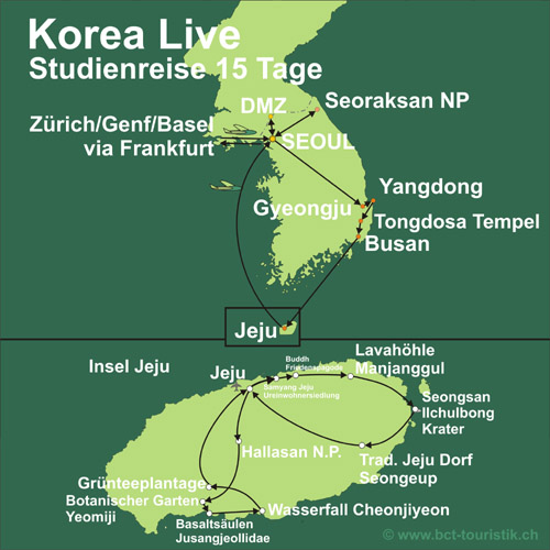 Erleben Sie Korea. Karte dieser Reise