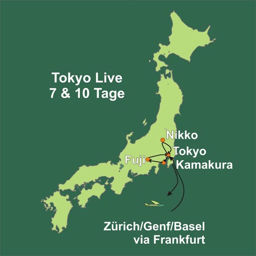 Erleben Sie die Hauptstadt Japans – Tokyo. Route dieser Reise