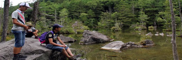 Wanderer im Kamikochi-Tal